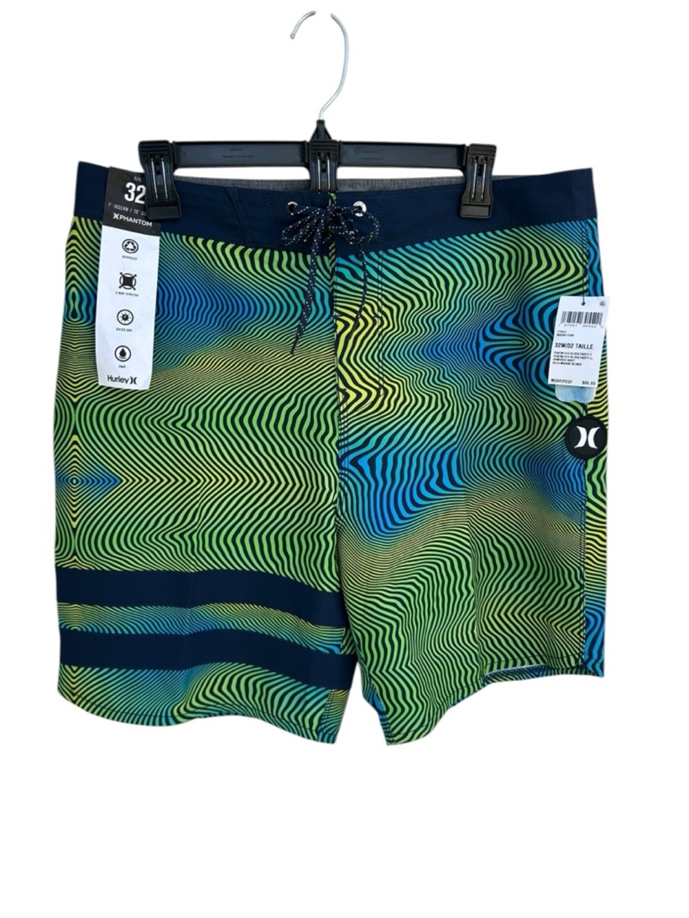 NWT Hurley Phantom Eco Block Party 18" Boardshorts Blue Mens 30 Navy Marine Bleu